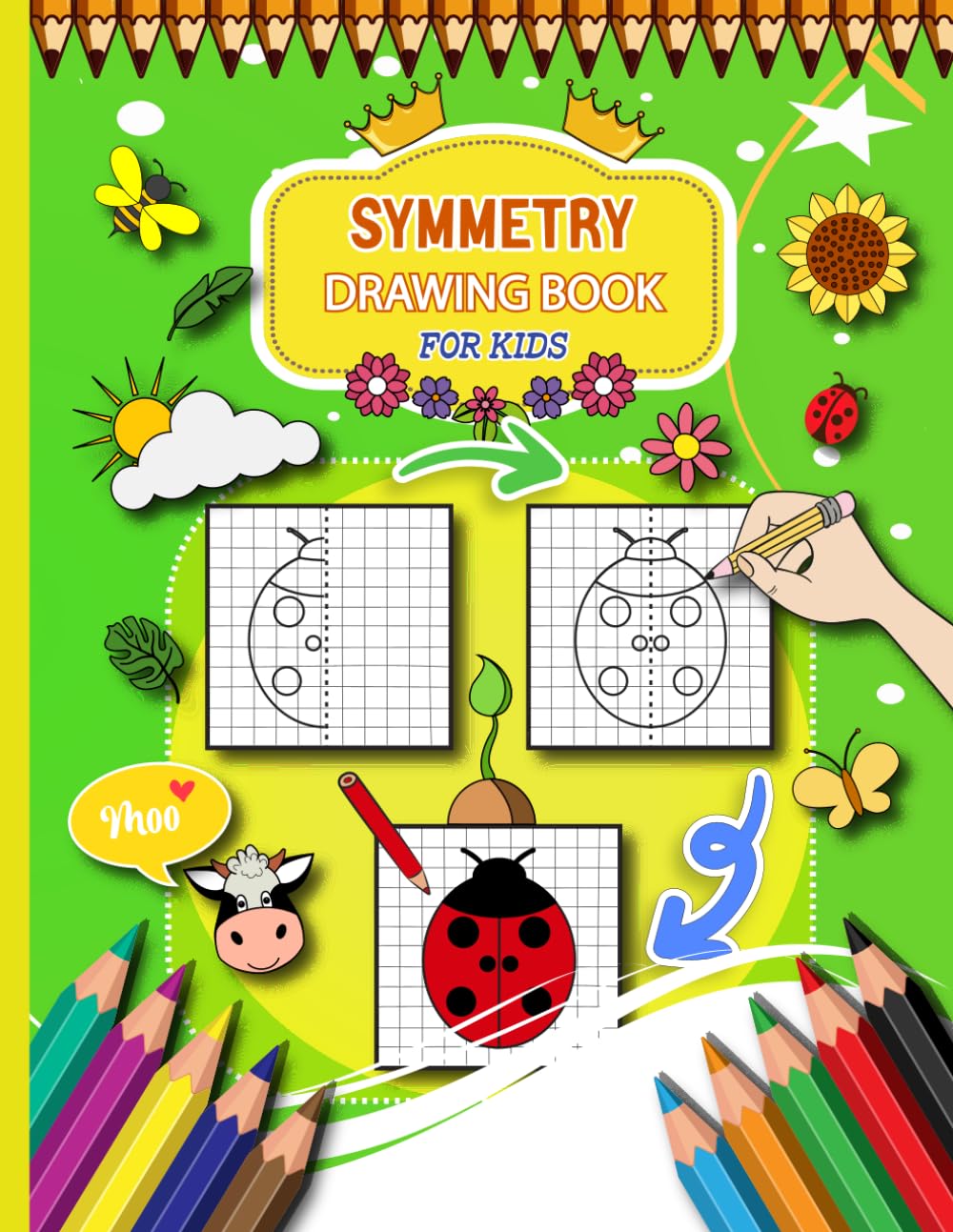 Symmetry Drawing Book For Kids: Finish and draw The Other Half Mirror of Picture with Grid | Practice Symmetry Art By Drawing And Coloring Different ... and more… Symmetrical activity book for kids