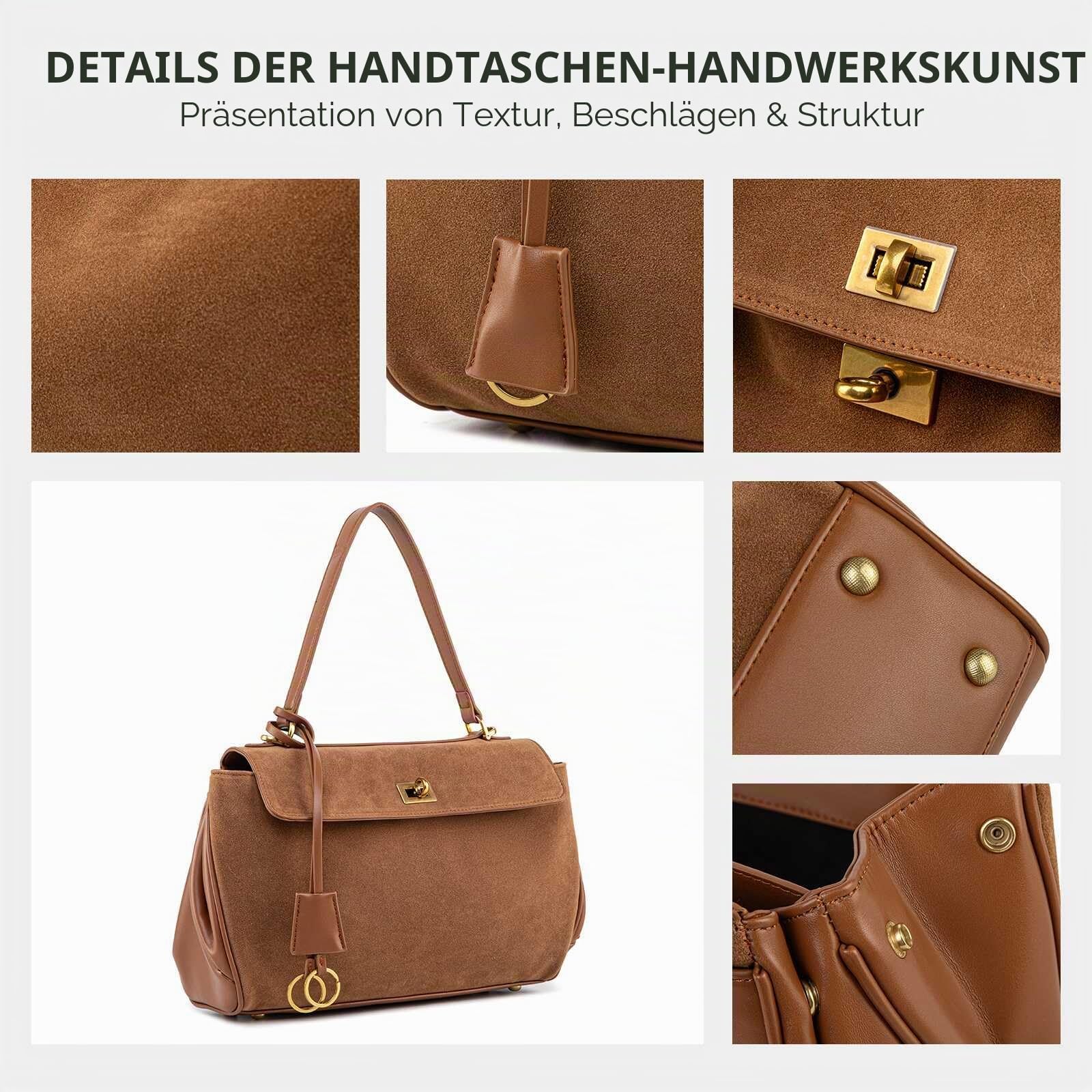 Tragetasche aus Wildleder und Leder, weiches Leder, Schulterhandtaschen für Damen, Umhängetasche für Reisen, Arbeit