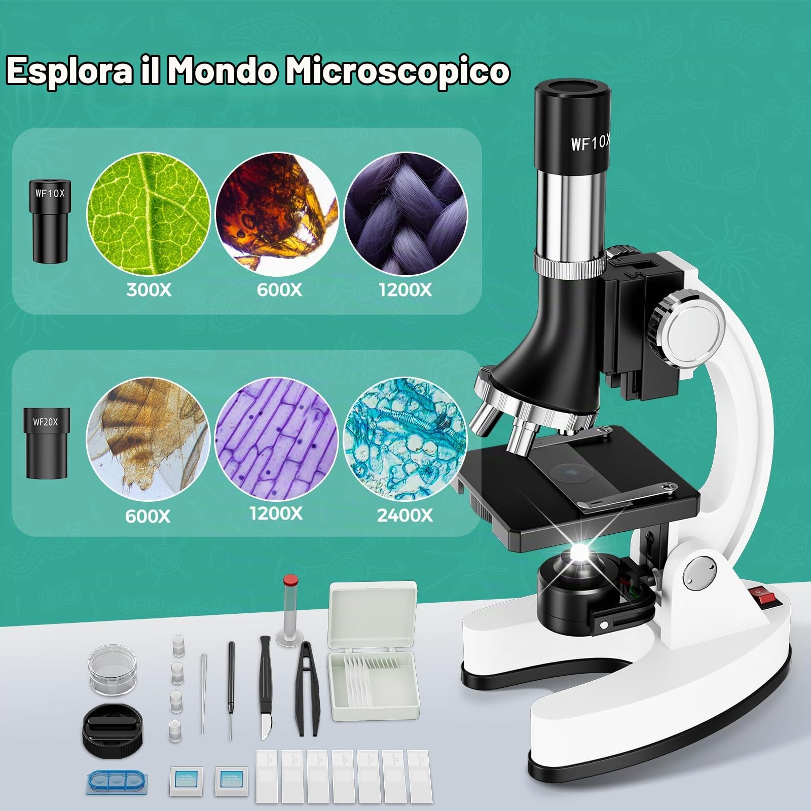 USCAMEL Microscopio Bambini 1200X Professionale: Microscopio Bambini Ottico
