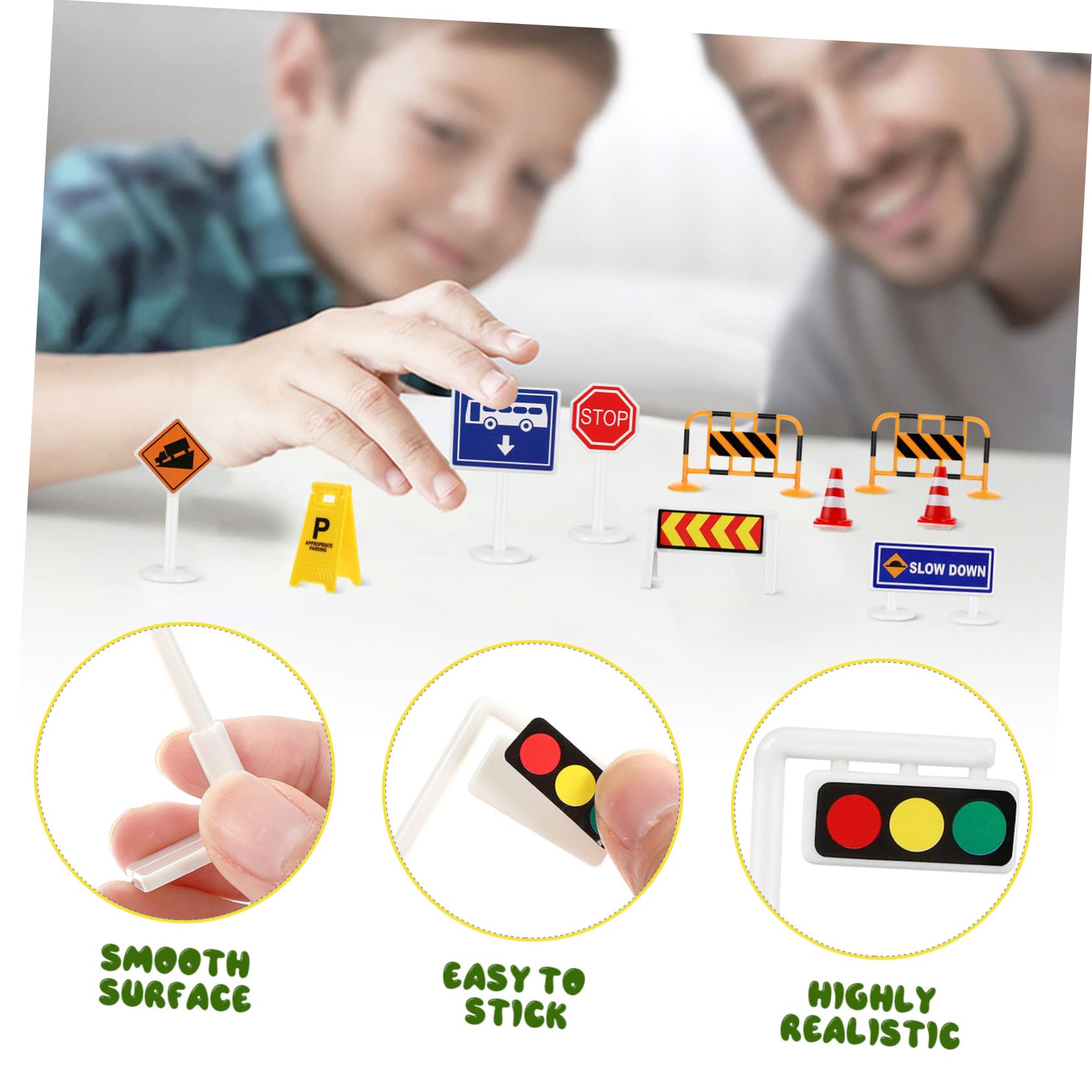 Ensemble de Jouets Circulation en Plastique Cônes et Panneaux de Signalisation pour Garçon et Filles, Modèle Simulation Créative pour Démonstrations Routières