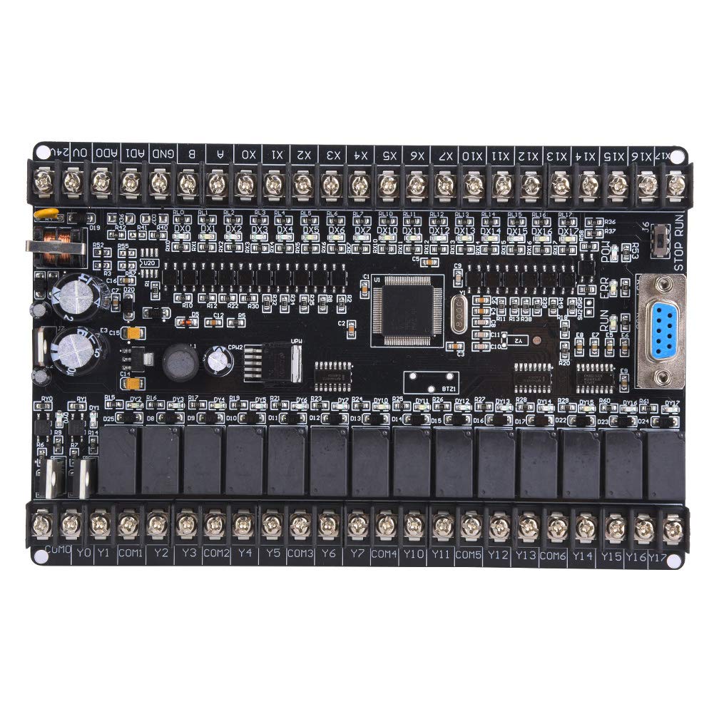 Tablero de control industrial de Baxnore, controlador programable con tornillos de instalación, placa lógica programable PLC para aplicaciones de control automático (32MRT+458)