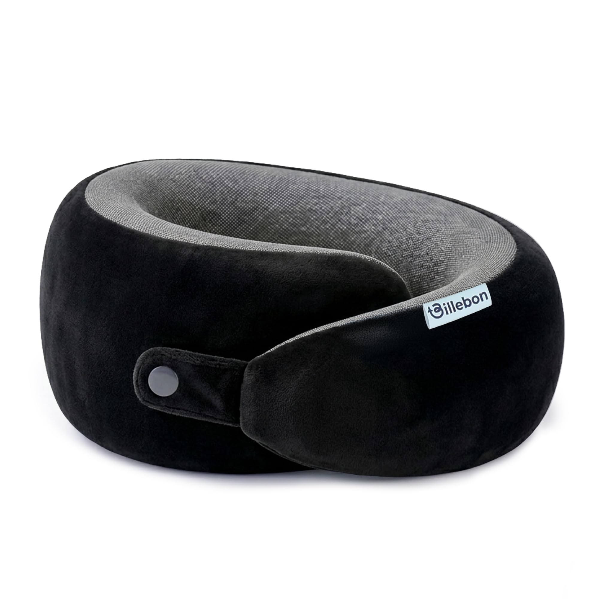 Memory Foam Neck Pillow with Cooling Gel, Snake Shape Travel Pillow with Snap Button, Neck Rest for Travelling & Flight Travel, Ergonomic Support for Comfort & Pain Relief (Black)-image-18