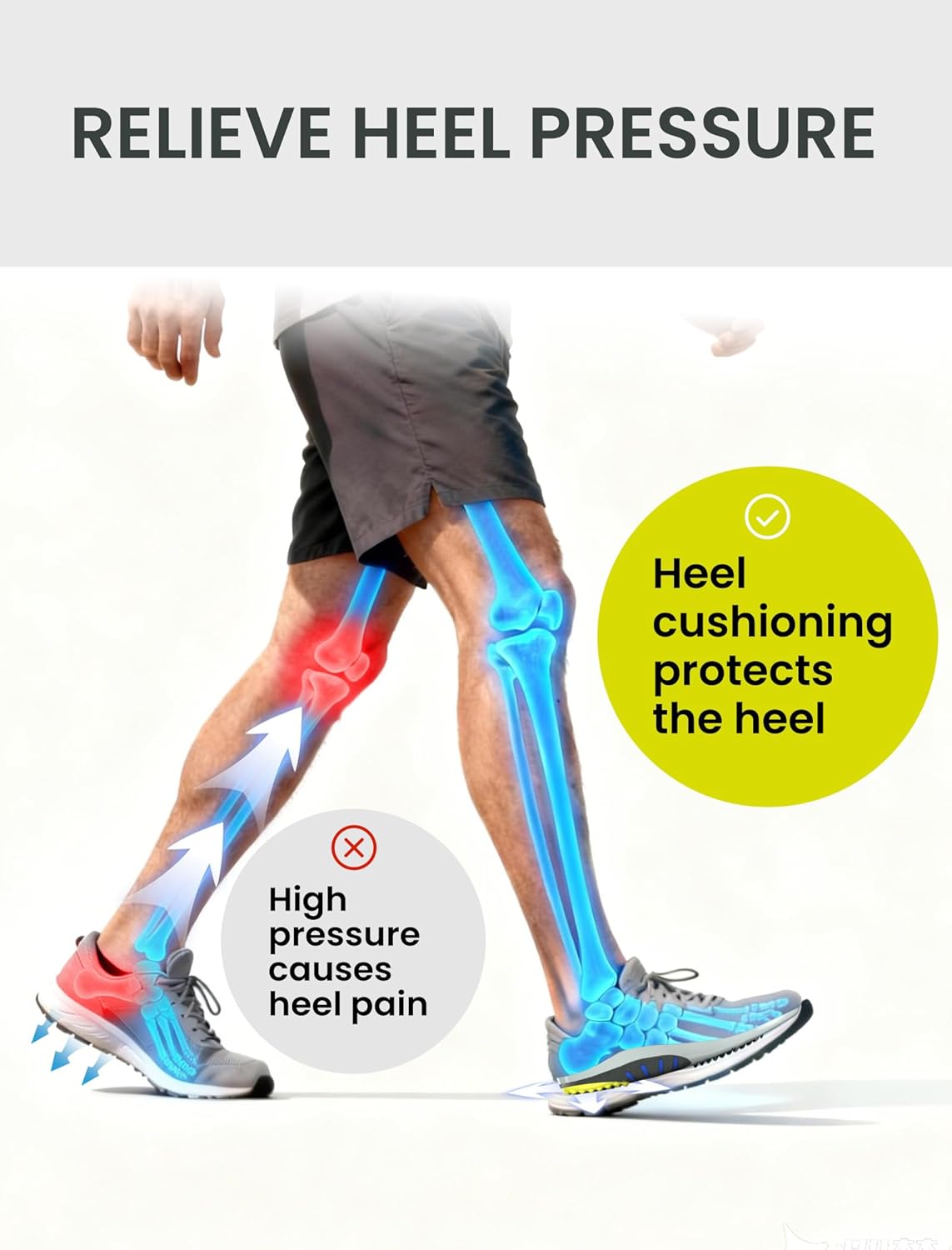 Achilles Tendonitis Insoles for Men & Women: Orthopedic Insoles with Ultra-Cushioned Heel Support to Combat Pain from Heel Spurs and Plantar Fasciitis - G: Men 9-9.5 | Women 11-11.5 (288mm) - Image 3