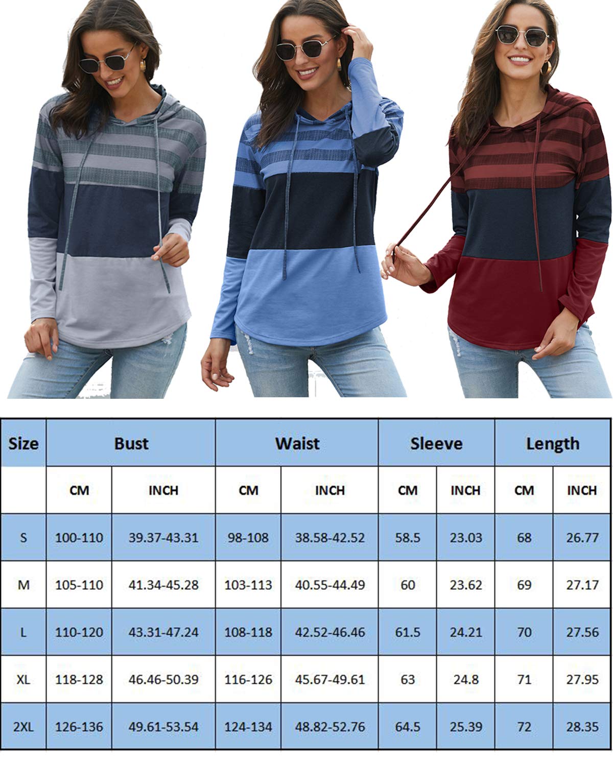 ABYOVRT Donna Felpa con Cappuccio Maniche Lunghe Stampa Floreale Camicette Patchwork Tops Pullover Maglietta