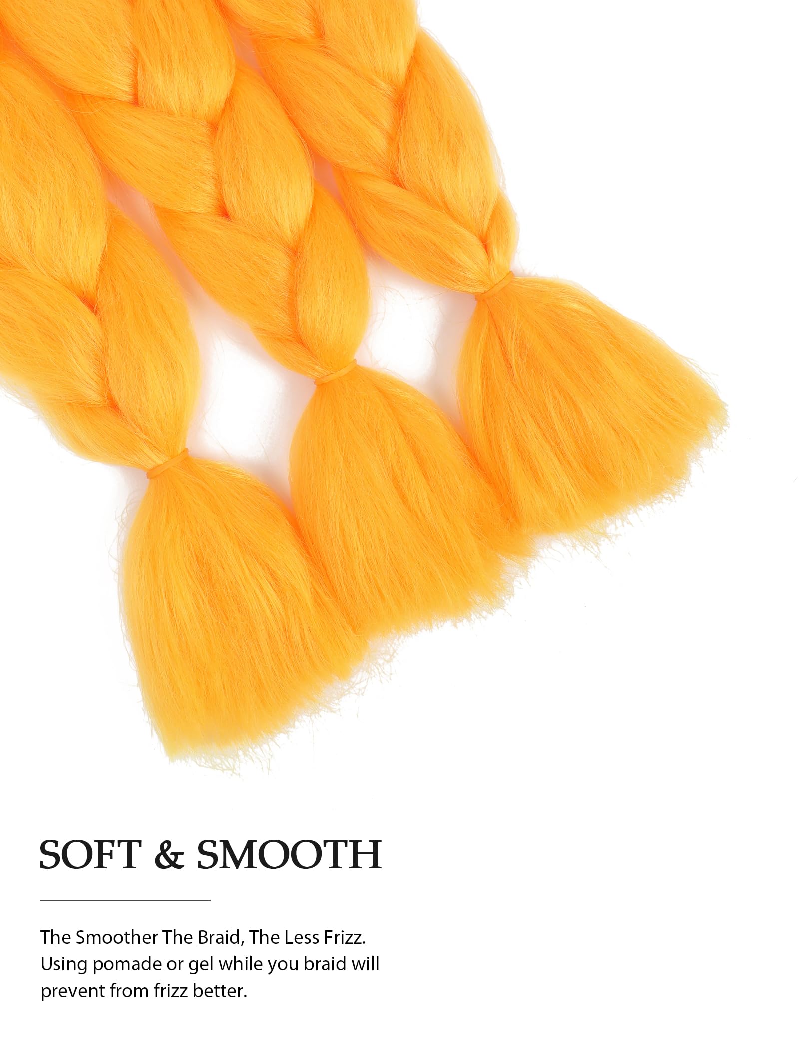 Yamel Braiding Hair Extension,Kanekalon Braiding Hair for Braiding Crochet Twist Box Braids Hair 24 Inch 3pcs Orange Jumbo Braiding Hair - Image 4