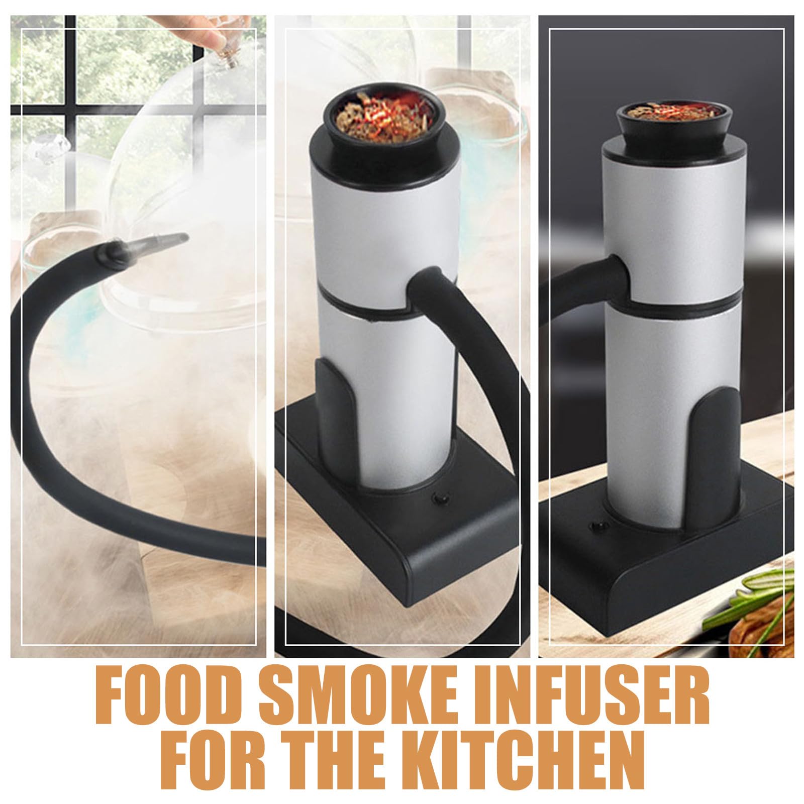 Abaodam Affumicatore Portatile per Cucina e Barbecue, Generatore di Fumo Alimentare a Freddo in Metallo Leggero senza Fonte di Calore, Infusore di Fumo per Carne, Cocktail e Picnic