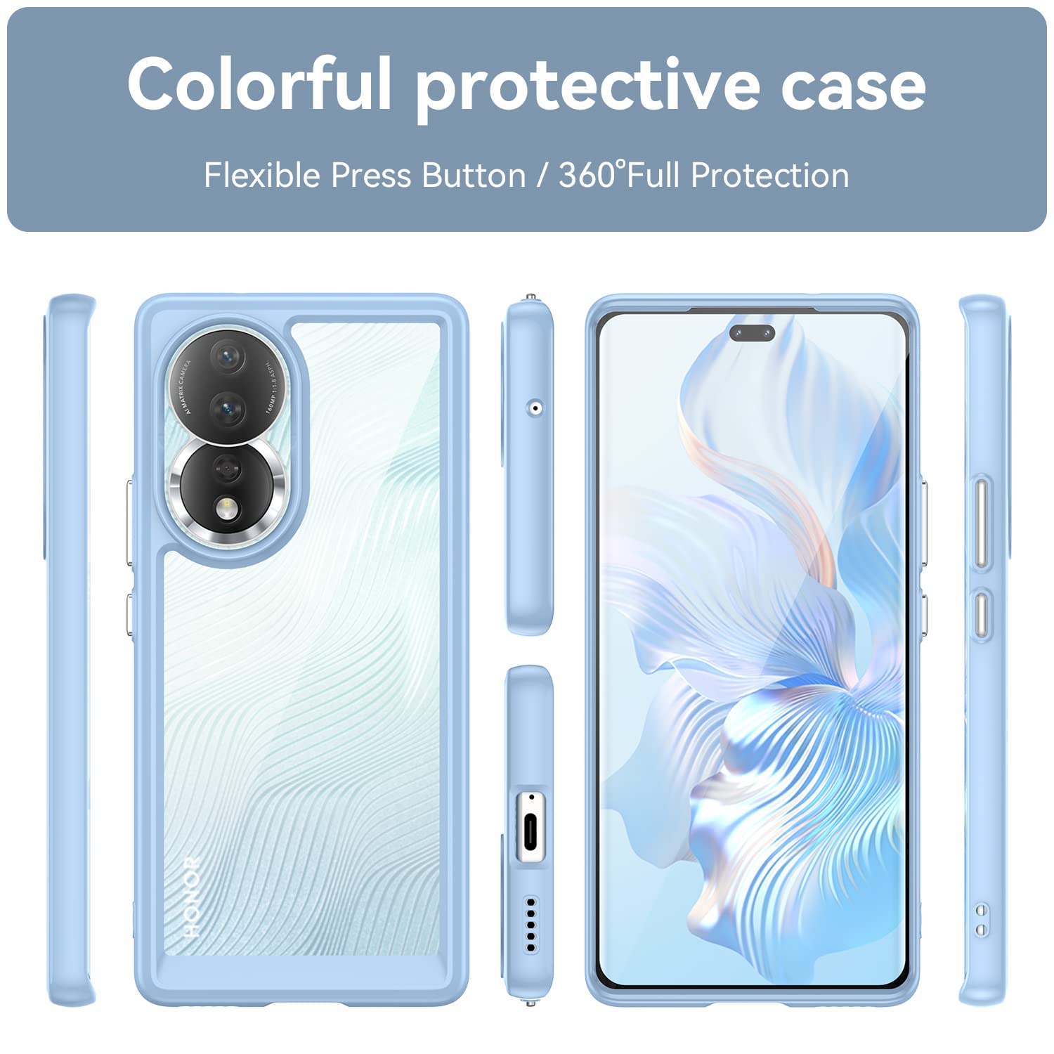 XINYEXIN Clear Cover per Honor 90 Lite 5G Motivo Fiori Floral Custodia Trasparente Antiurto Morbido TPU Bumper Case - Flower Art