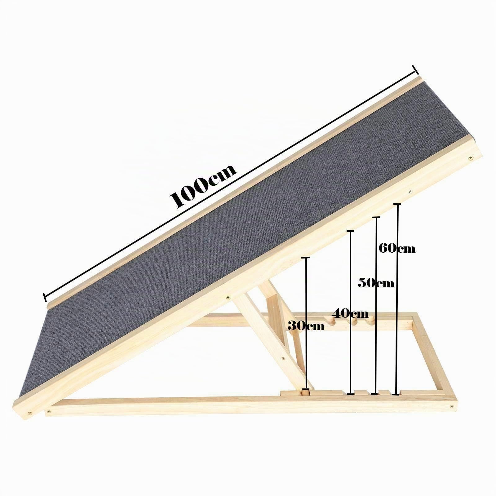 Hunderampe Klappbare Holz-Hundrampe für kleine Hunde und große Hunde Hundetreppe 4 Abschnitte Einstellbar 30-60 cm Für Bett Sofa Auto Rampe Hund Klappbar Anti-rutsch Haustierrampe Autorampe