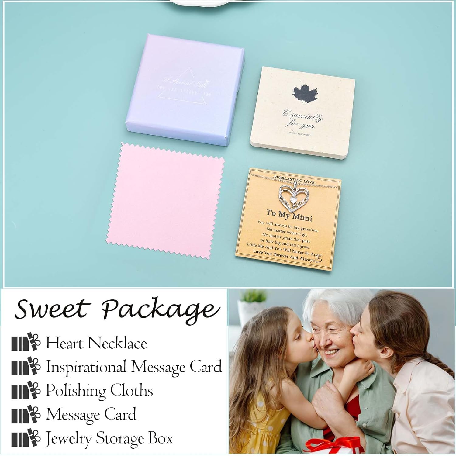 Double Entwined Hearts Necklace Gifts for Mom Grandma Wife Gigi Mimi Stepmom Bonus Mom, Mother's Day Christmas Valentines Birthday Thanksgiving Gifts Stocking Stuffers for Women Adults - Image 5