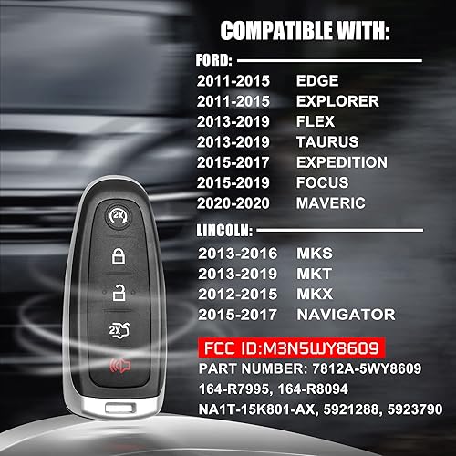 Miniatura 2 de Llavero remoto de repuesto para Ford 2011-2015 Edge Explorer 2013-2019 Flex Taurus Focus Lincoln MKT MKX MKS Navigator M3N5WY8609 Control de
