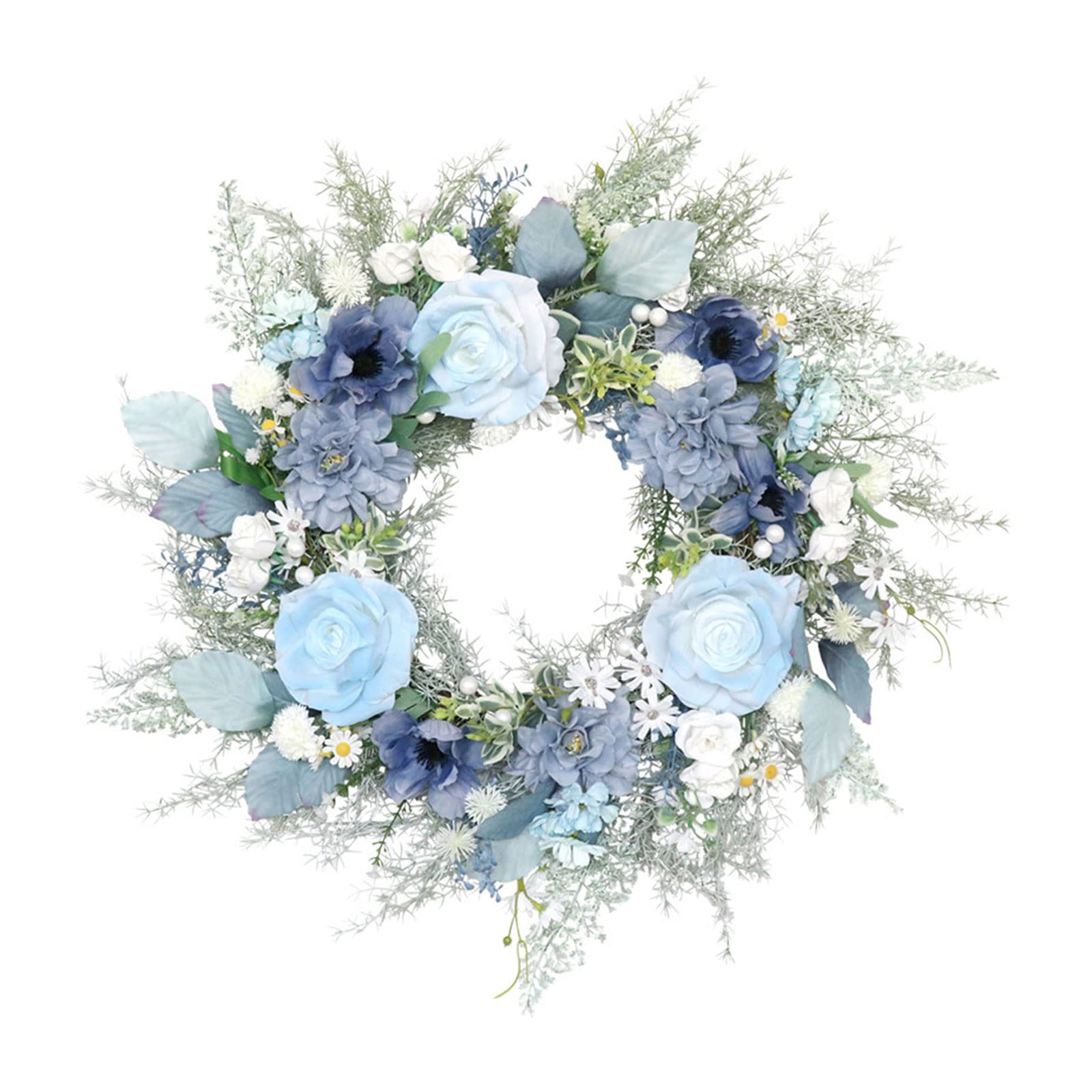 Buxuaaaa Door Wreath Artificial Rose Flowers Wreath 20 Inches Silk Floral Garland with Leaves for Wedding Party Home Decoration Christmas Door Wreaths for Front