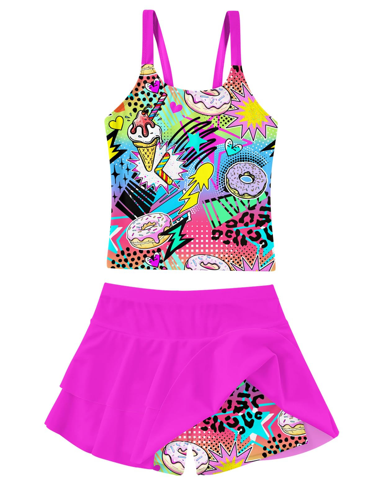 ALISISTER Girls Tankini Swimsuit Two Piece Bathing Suits Summer Beach Swimwear with Shorts for 7-12 Years