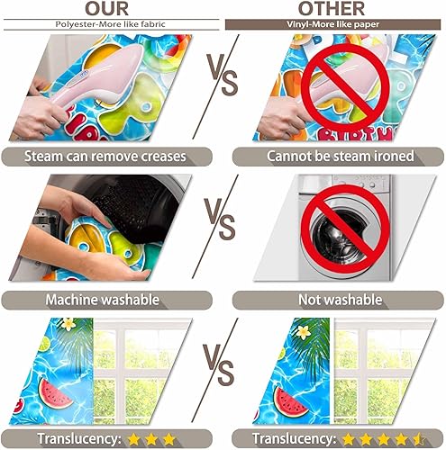 Miniatura 6 de Fondo de fiesta de verano de 72 x 43 pulgadas, fondo hawaiano de feliz cumpleaños, bolas de natación, palmera tropical, decoración para cabina de