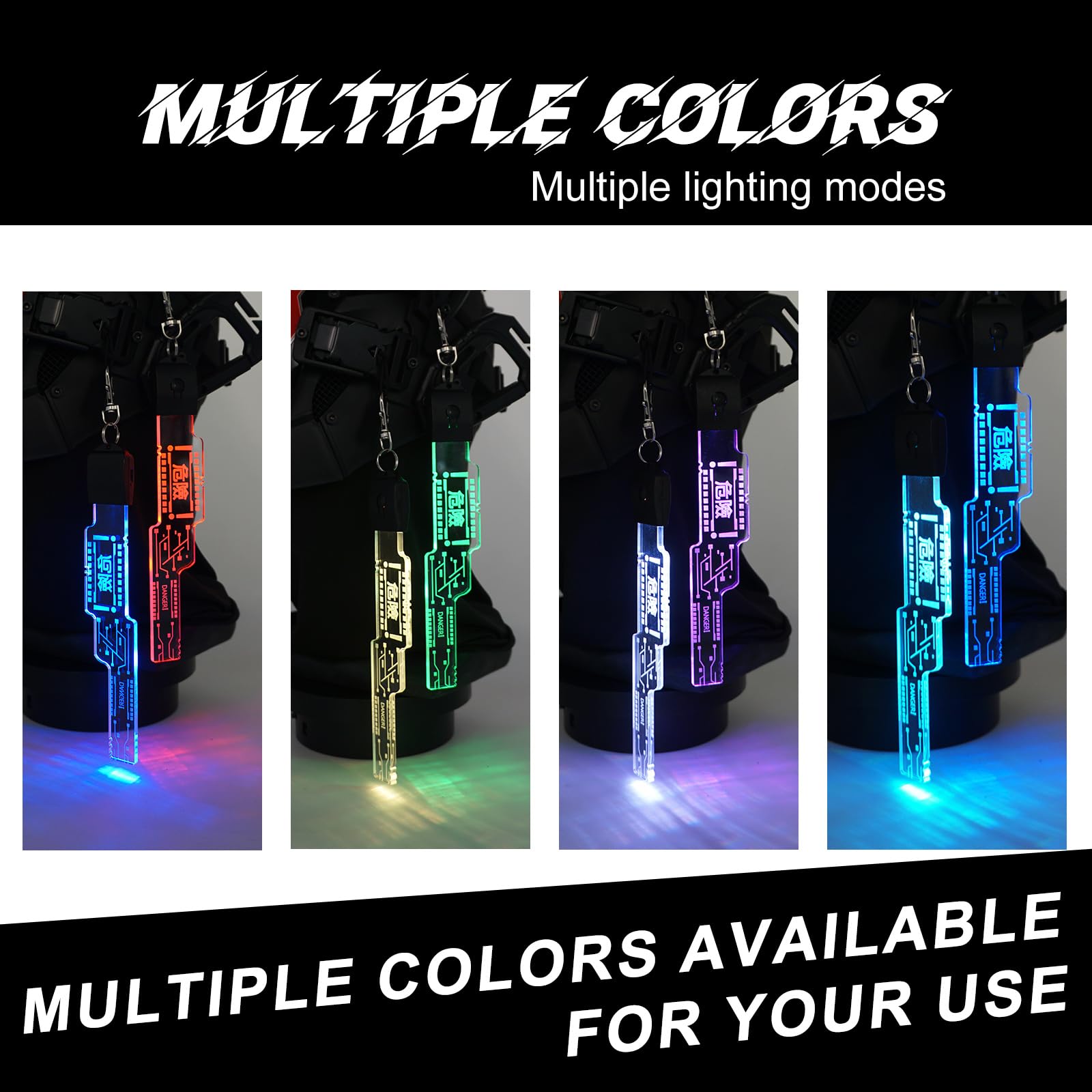 Pendentif Cyberpunk LED Rechargeable USB – 7 Couleurs, 5 Modes Lumineux – Pour Masque, Sac à Dos, Porte-clés – Style Futuriste Et Rétro-éclairé