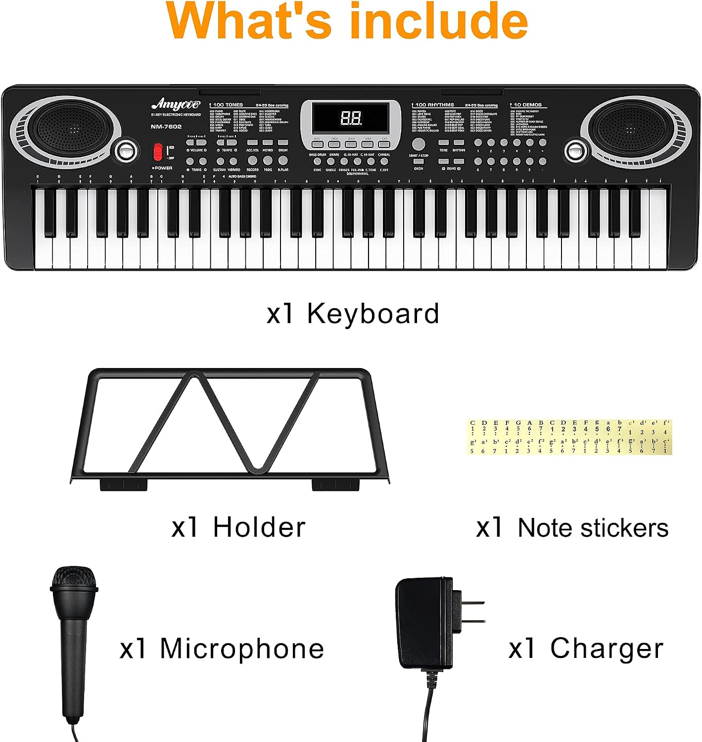 Amyove, 61-Key Digital Pianos-Home (T7602)