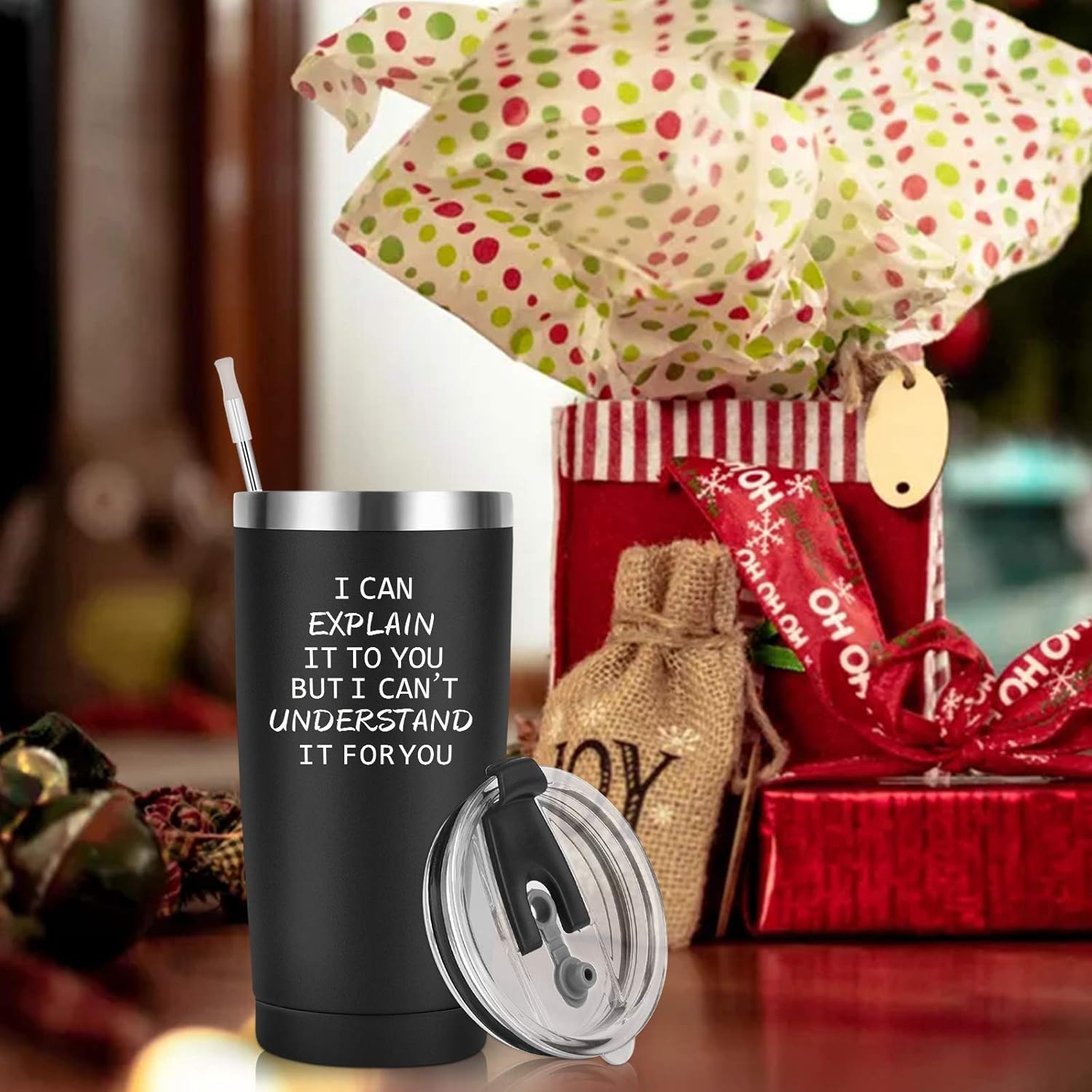 I Can Explain It to You But I Can't Understand It for You Insulated Travel Tumbler, Engineering Gifts for Engineer Coworker Boss Friends Men, Stainless Steel Tumbler with 2 Lids(20 oz, Black) - Image 7