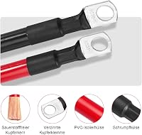Gedlex Akkumulátor Kábel 35mm² 100cm - Oxigénmentes Réz Autó Kábelszett M10 Csatlakozóval, 150A, 12-24V Akkumulátorhoz, Piros-Fekete PVC Szi 2