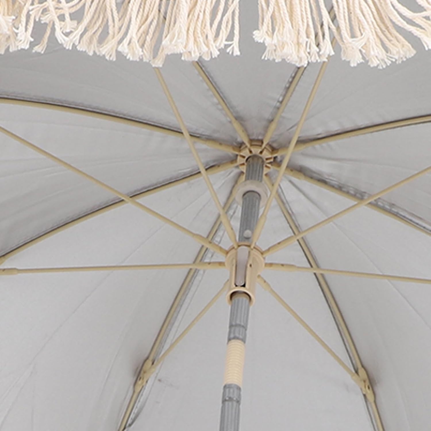 Dpofirs Baby Pram Parasol with Adjustable Clamp, Children Sunproof Umbrella Clip On for Pushchair, Strollers, Boho Outdoor Umbrella with Tassels (Beige)