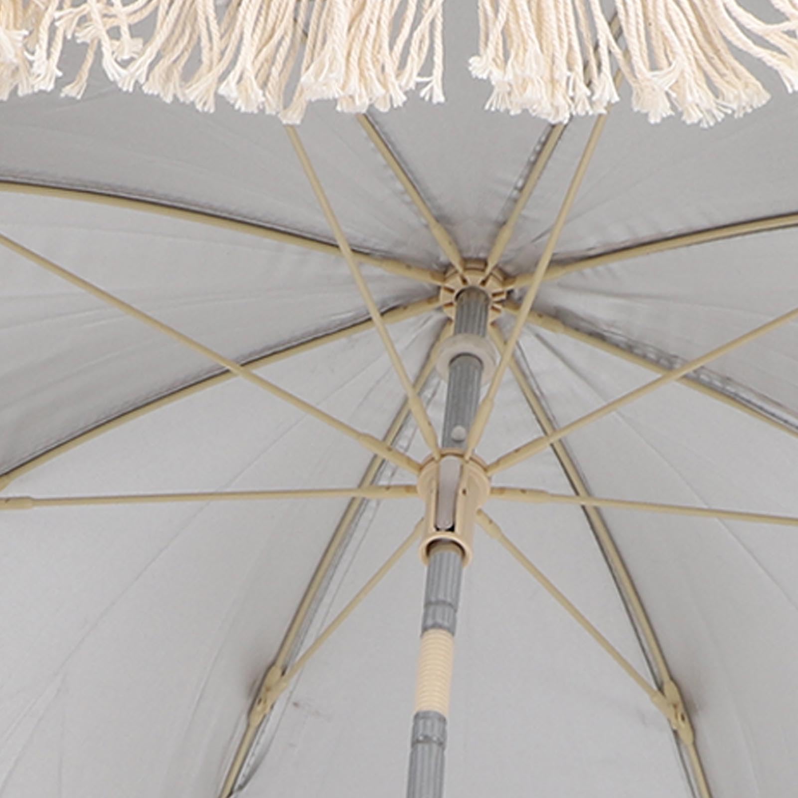 Ombrellone per passeggino con nappa, ombrellone portatile universale per passeggino, per oggetti di scena fotografici, giardino al mare (Beige)