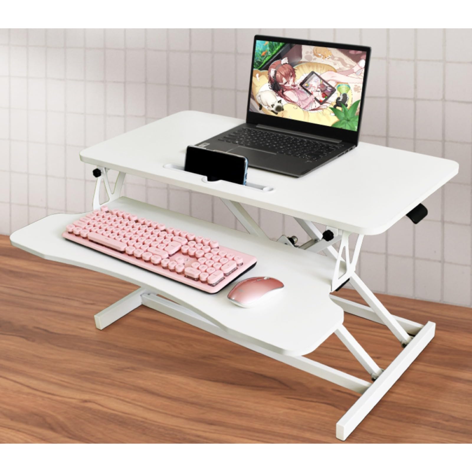 32 "Wysokość Regulowane biurko stojące Sit To Stand Converter z szeroką tacą klawiatury do biura domowego, Stand Up Desk Dual Monitor Riser Workstat z przestronnym blatem do laptopów/małej przestrze