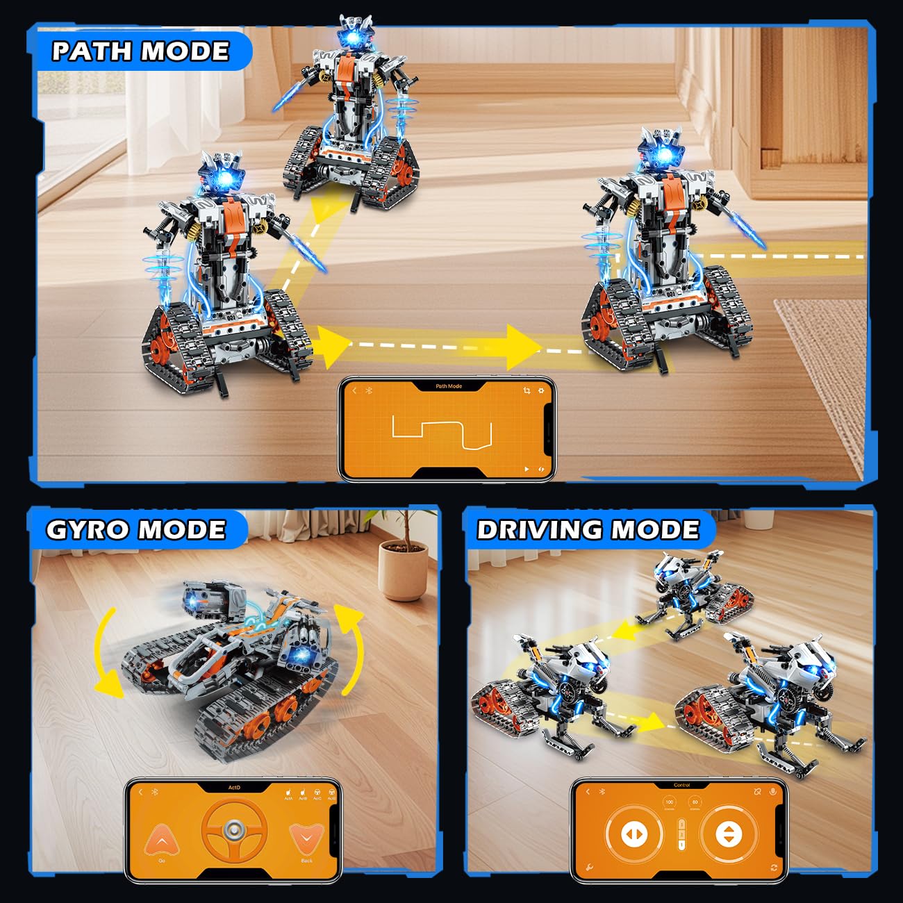 HiWEEGO Kit di costruzione robot 5 in 1 con luce LED, APP e telecomando Set di costruzione per bambini, giocattolo robotico ricaricabile Regalo di compleanno per bambini e bambine dai 6 ai 12 anni