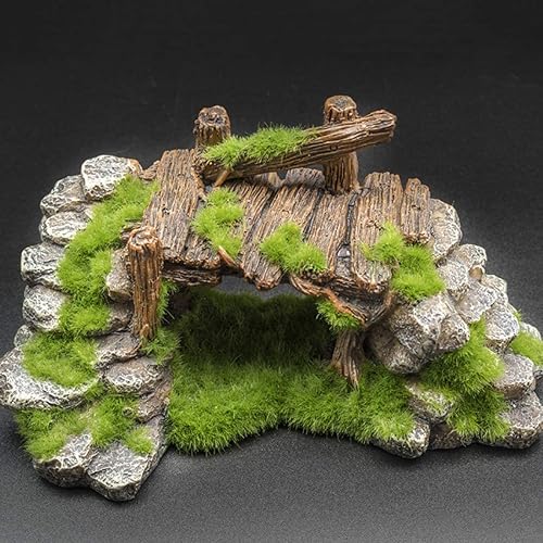 Miniatura 4 de Decoración de pecera Musgo Rockery Plantas de piedra Ruinas de madera Paisajismo Tortuga Tanque Decoración Pescado Refugio de camarones