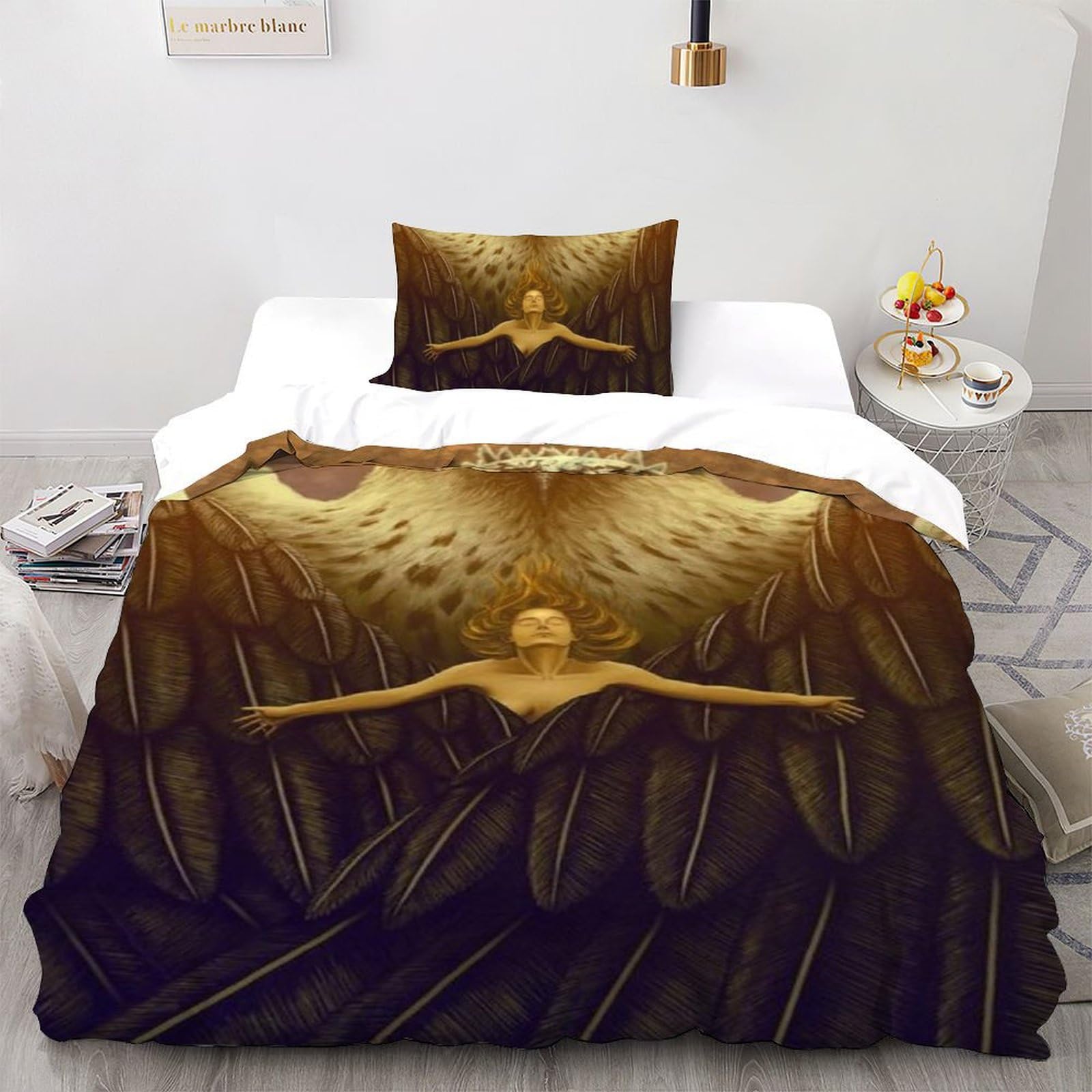 Housse de couette animaux microfibre 135x200cm anti-pli pour faciliter le lit d'enfant single