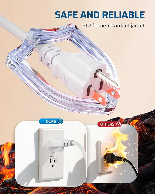 DEWENWILS 3-Pack 2FT Heavy Duty Extension Cord, 16 AWG SJTW Weatherproof Power Cable for Indoor, 3-Prong Grounded Plug for Holiday Decor/Home/Garden, ETL Listed, White by DEWENWILS - Image 2