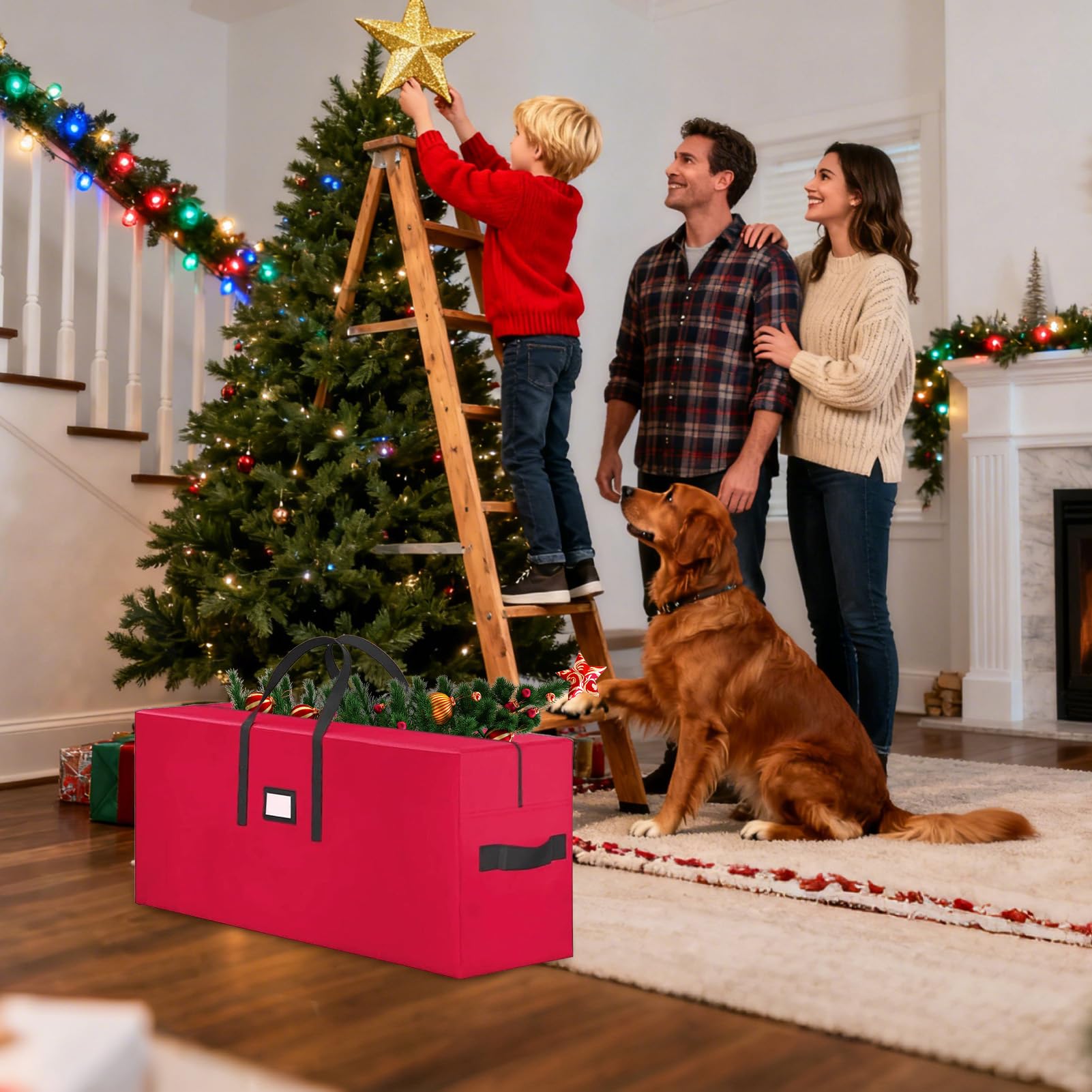 Sac de Rangement pour Sapin de Noël Sac de Transport Imperméable | Housse Renforcée pour Arbre Artificiel pour Université Cuisine Chambre Garage Salon Déménagement Camping Emballage