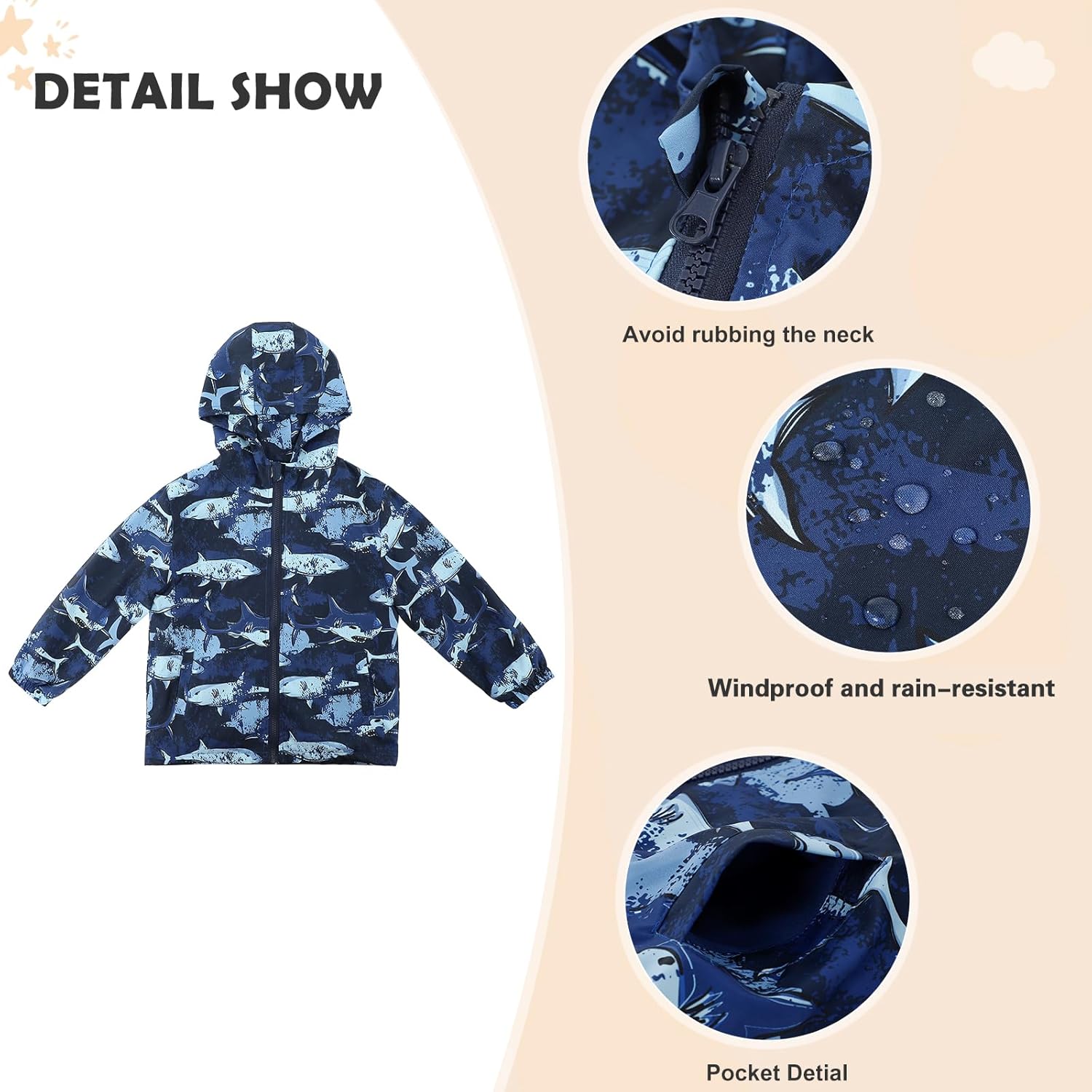 ESTAMICO Boys' Fashion Fleece Jackets Kids Winter Hooded Coat Windproof Rain Resistant Windbreaker - Image 5