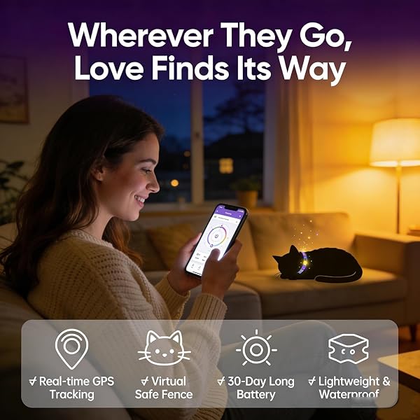 Collier GPS Chat, 2026 Nouveau Traceur GPS Chat Tracker, sans Carte SIM, sans Abonnement Mensuel, Localisation Temps Réel, Imperméable et Durable, Alerte Intelligente Anti-Perte (Noir) - 3