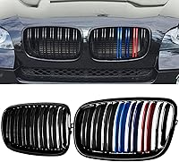 Vista 22 de Rejilla delantera para BMW X5 E70 X6 E71 2007-2014, ABS brillante negro riñón parrilla