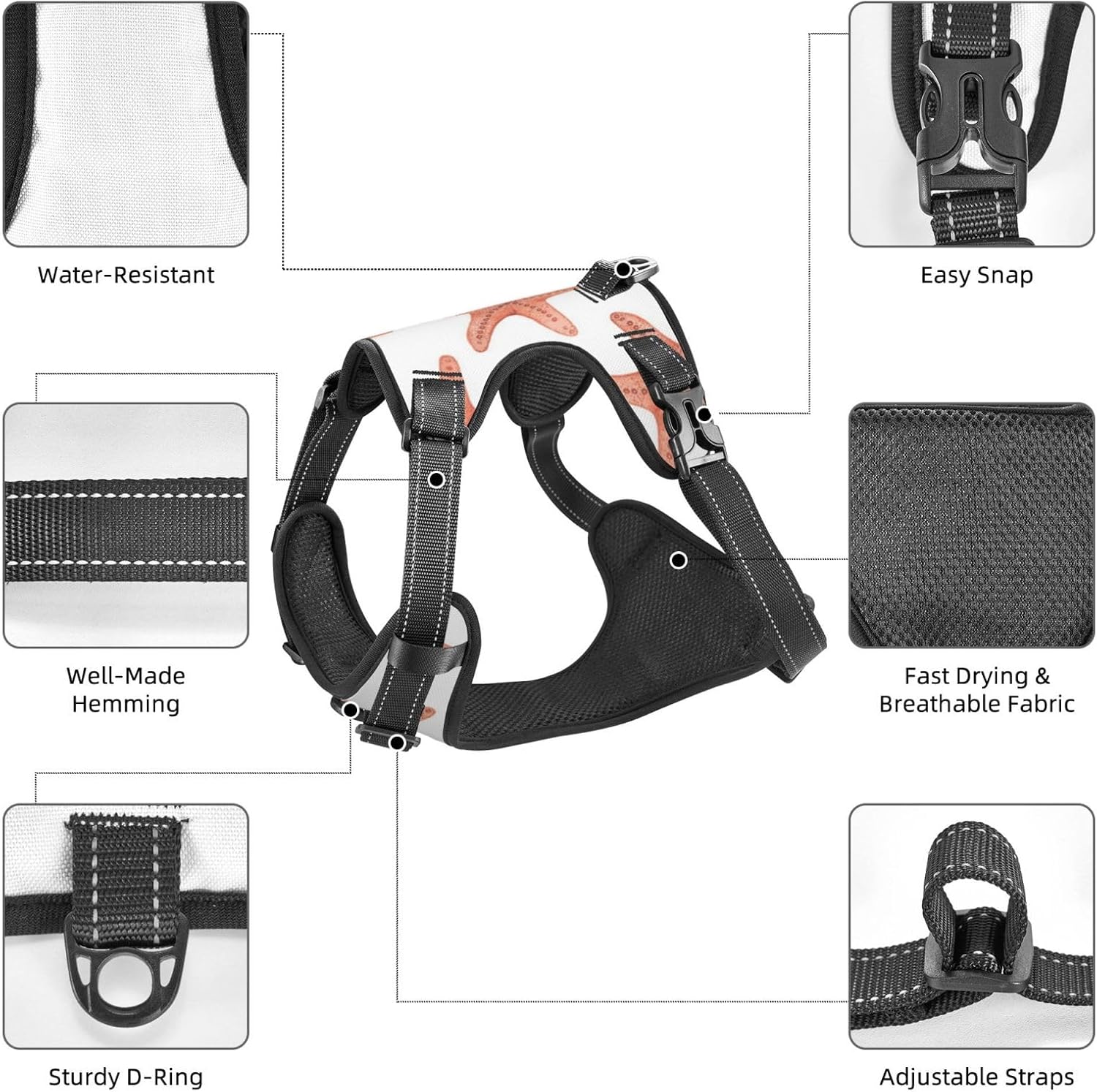 Starfish No Pull Dog Vest Harness for Small Medium Large Dog Puppy Pets Cats Outdoor Walking