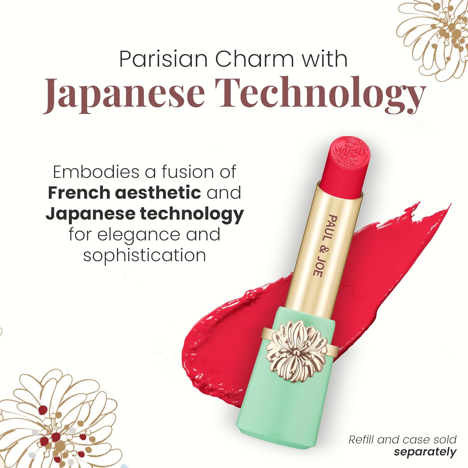 Paul & Joe Moisturizing Lipstick Refill Only, Case Sold Separately, Long Lasting Lipstick for Highly-Pigmented Lip Color, 02 Tulip Petals - Sweet and Heart-racing Tulip Pink Lip Stick, 0.10 oz - Image 3