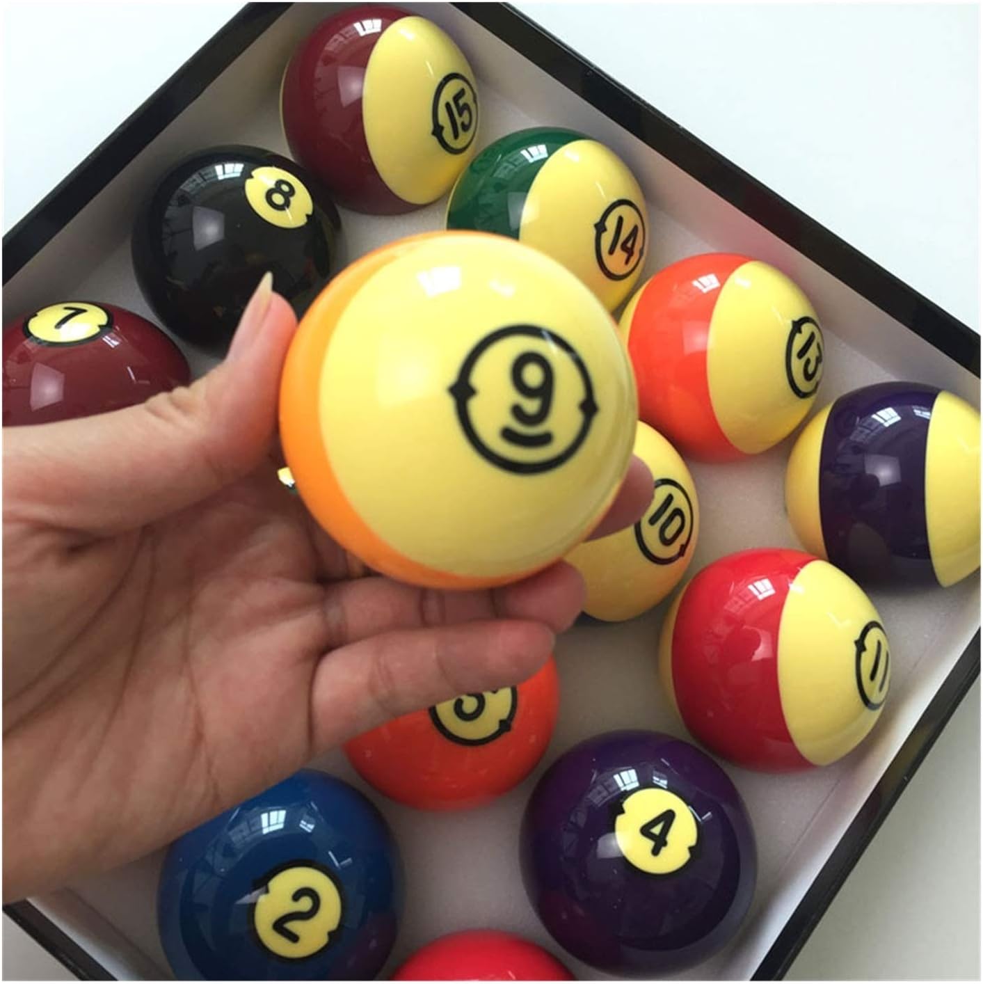 Billiard Balls 57.2mm Resin Pool Complete Set of Balls Standard 2 1/4" Balls Snooker Balls Set