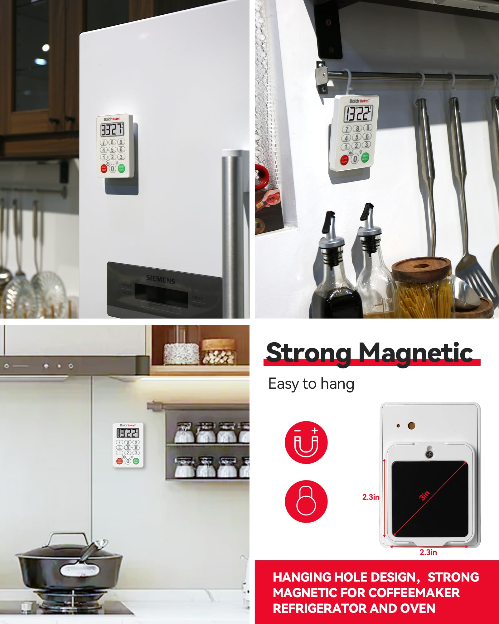 Amazon.com: BaldrTherm Digital Kitchen Timer, Magnetic Waterproof