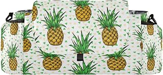 Kigai Universal Baby Stroller Organizer, Summer Pineapple Detachable Stroller Caddy Accessories Bag with Insulated Cup Holder and Adjustable Straps for Diaper, Phone, Toys
