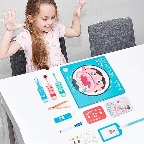 Miniatura 2 de Juguete de odontología de madera para niños, juguete de simulación, dentista, doctor, juego con diente magnético, kit de doctor para niños con