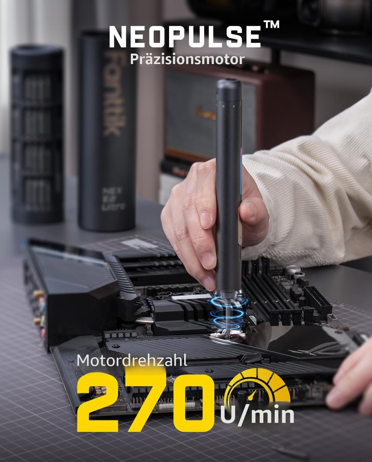 Fanttik E2 Ultra 3.7V Mini Elektro Schraubendreher Set, 50 in 1 Magnetische Präzisions-Schraubendreher Kit, Max 0.6N.m, 5/32 Zoll Sechskant, Geeignet für Reparatur für iPhone,Laptop, Brillen, Uhren