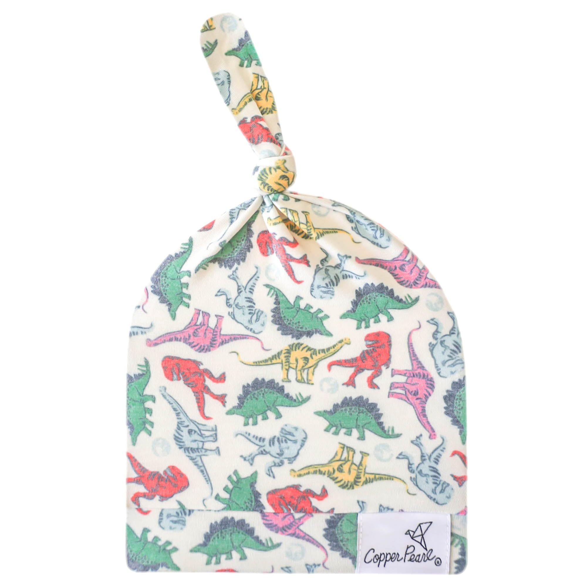 Copper PearlBaby Beanie Hat Top Knot Stretchy Soft Jurassic