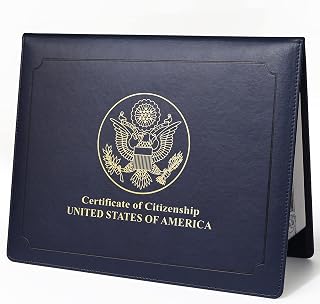 SUNEE US Citizenship Certificate Holder - US Citizenship Gifts - PU Naturalization Certificate, Gold American Seal Logo Certificate of Citizenship Cover, Padded with Cover