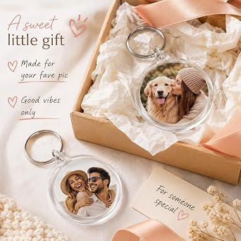 IMIKEYA 100Pcs Circular Acrylic Keychain Blanks: Round Clear Photo Keyring Insert for DIY Crafts - Transparent Picture Frame Holder for Wedding, Party Favors, Small Business Branding