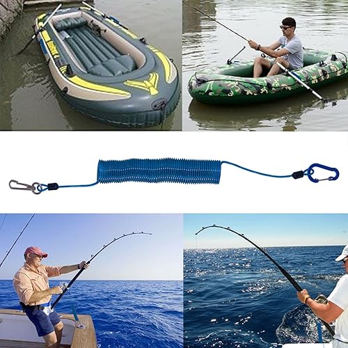 Miniatura 6 de Fishing Lanyard, Heavy Duty Coiled Lanyards Stainless Steel Wire Inside, Safety Rope Extension Cord Tether Retractable Fishing Accessories for Rods