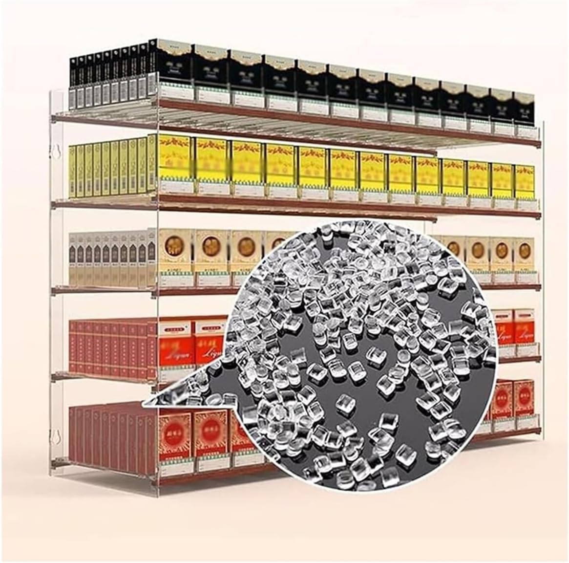 Automatic Cigarette Display Rack, Acrylic Cigarette Pusher Cabinet, Wall/Counters Retail Shelves, 33x29x28cm Convenience Store Candy & Cigarette Organizer