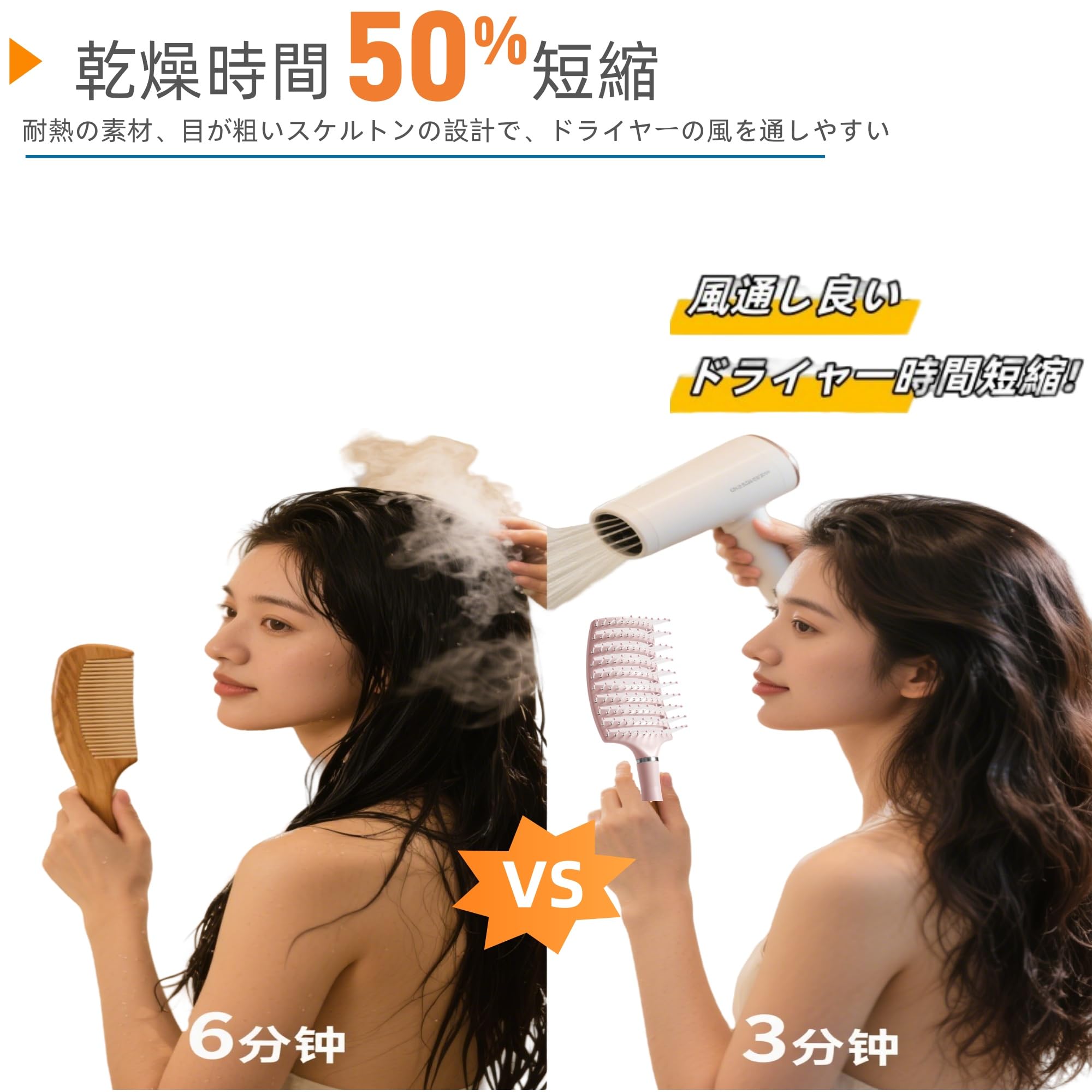 Elevate Life ヘアブラシ ブルー 速乾・静電気防止、敏感頭皮 お風呂 Amazon | Elevate Life ヘアブラシ スケルトンブラシ 敏感頭皮に優しい