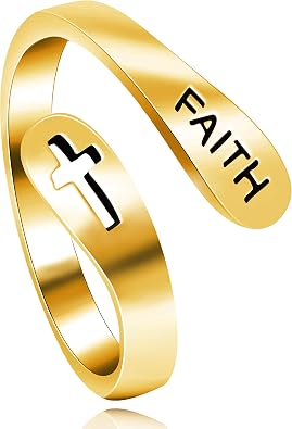 925 Sterling Silver Faith Cross Ring Adjustable Christian Open Ring Minimalist Design for Women Y531