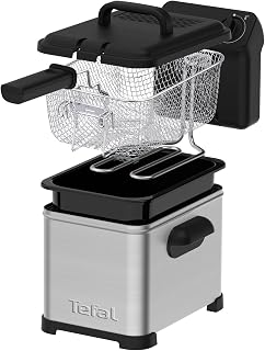 Tefal Family Pro Access 4,0L Fritteuse, 3000 Watt, semiprofessionell mit Öl, herausnehmbarer Ölbehälter, Kühlzonen-Technologie, leichte Reinigung, knusprige Pommes, Edelstahl, schwarz, FR5030