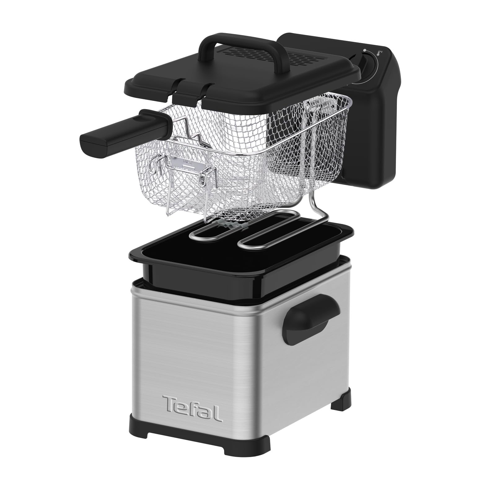 Tefal Family Pro Access 4,0L Fritteuse, 3000 Watt, semiprofessionell mit Öl, herausnehmbarer Ölbehälter, Kühlzonen-Technologie, leichte Reinigung, knusprige Pommes, Edelstahl, schwarz, FR5030