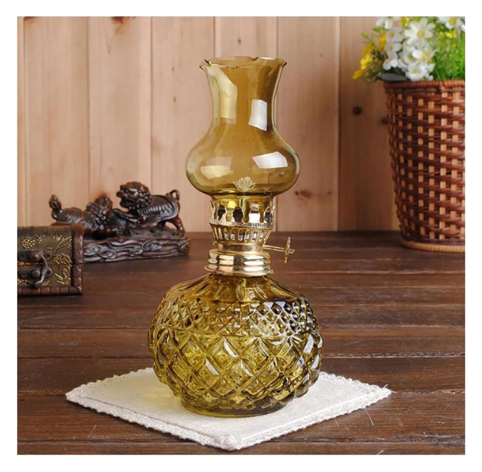 vfdaSWQQ kerosene lamp, Lantern Decorative Hurricane Lamp Transparent Barn for Indoor Use Home Decor Lighting