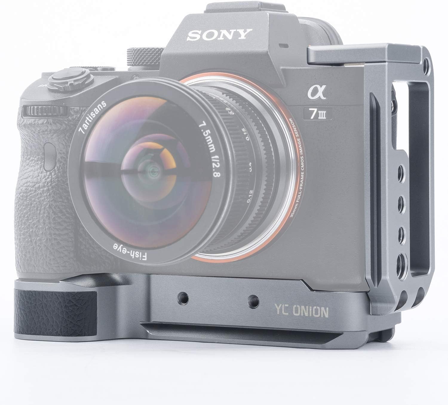 YC Onion Camera L Bracket L-Shape Plate L Half Cage for Sony A7 III A7 R III A7 M III with Arca Swiss Plate Quick Release Cold Shoe Y Coin Aluminum Alloy (Matte Silver)